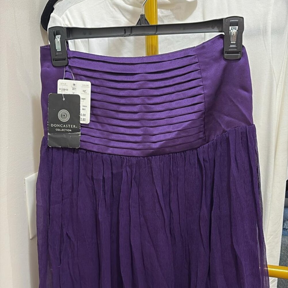 Doncastero Women Skirt 6 Purple Silk Empire Waist Fairy Mini Lined Flowy - Picture 4 of 6